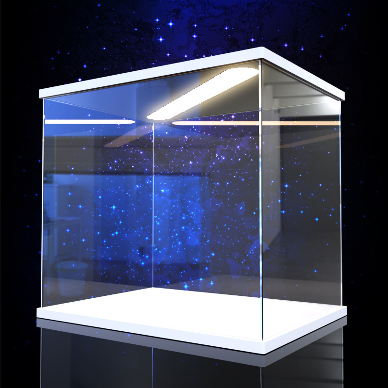 Model Kit Display Case - Premium White Chevron Display Cabinet, Transparent