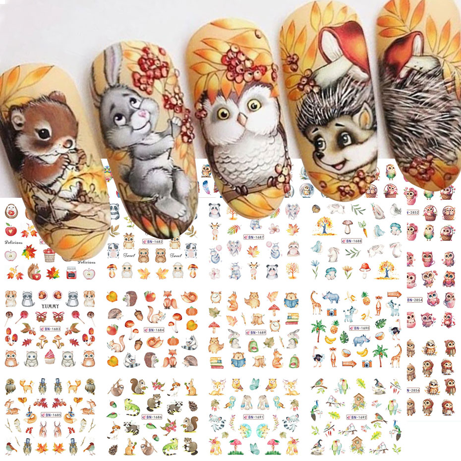 Waterslide Decal Paper - 12Design Autumn Animal Nail Art Water
