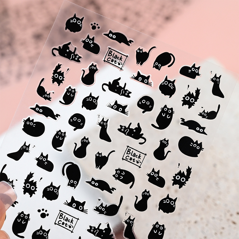 6/12Pcs Black Cat Stickers for - Waterslide Decal Paper 评论和价格