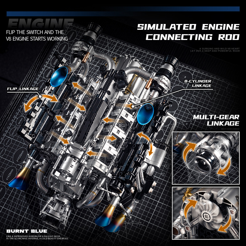 Technical Supercar V8 Engine B - Model Kit V8 Engine 评论和价格