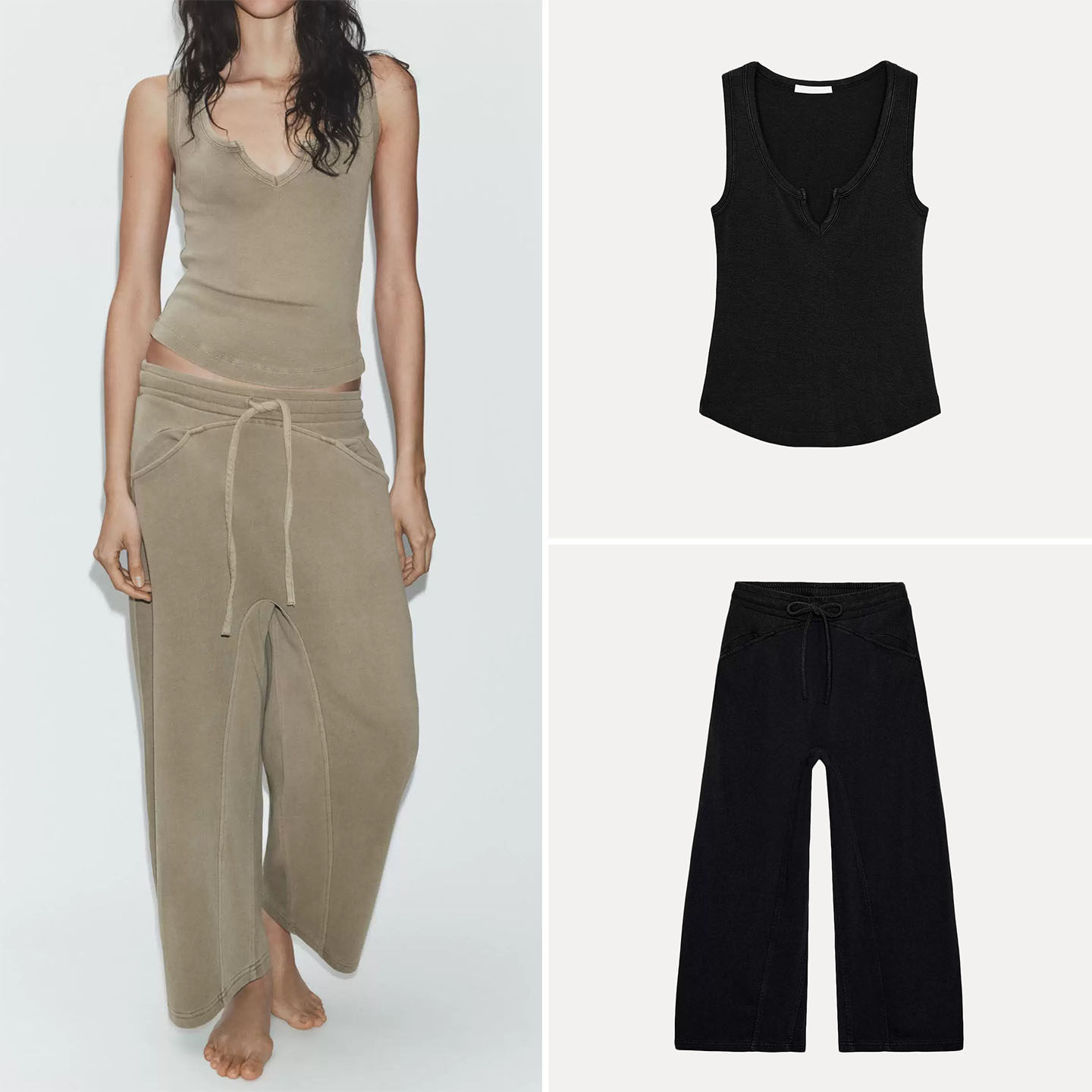 Women's round Neck Sleeveless  - Wash Effect Set 评论和价格