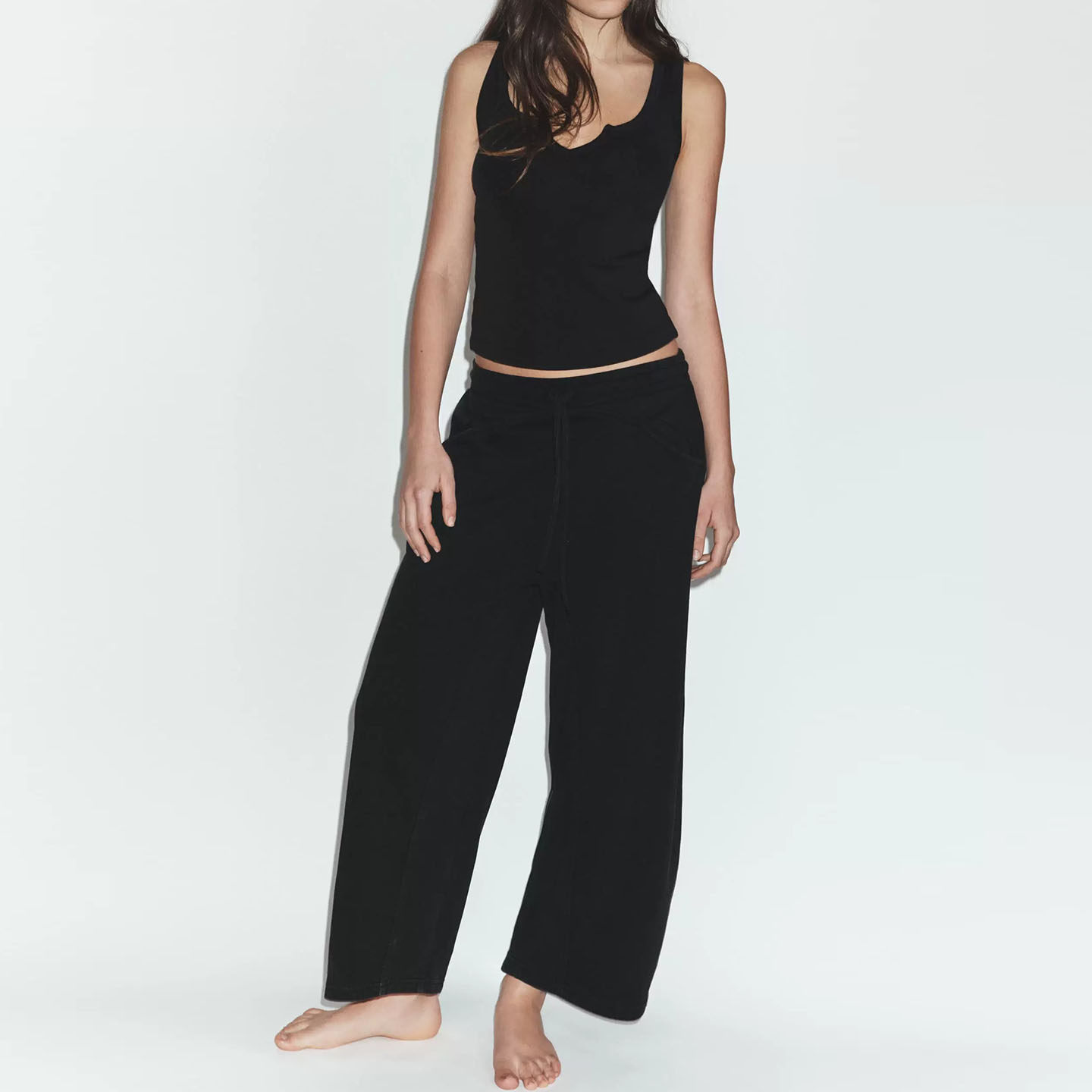 Women's round Neck Sleeveless  - Wash Effect Set 评论和价格
