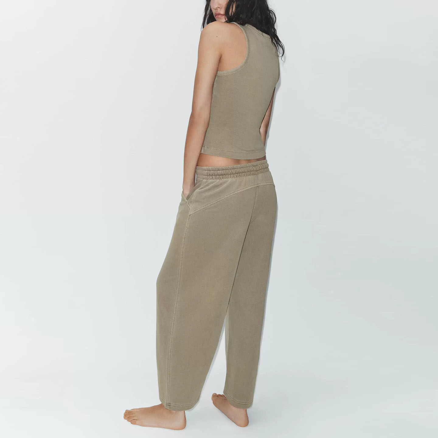 Women's round Neck Sleeveless  - Wash Effect Set 评论和价格