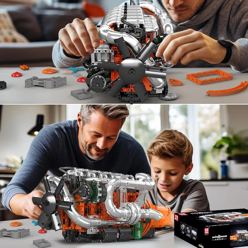 Mould King 10200 V8 Twin-Turbo - Model Kit V8 Engine 评论和价格