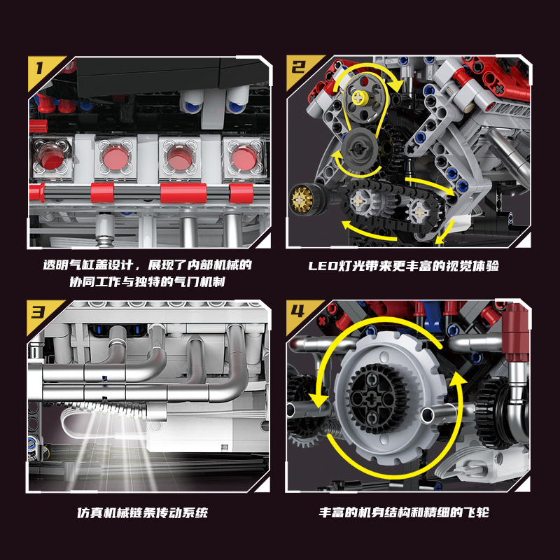 K96207 F40LM Model 700pcs Buil - Model Kit V8 Engine 评论和价格