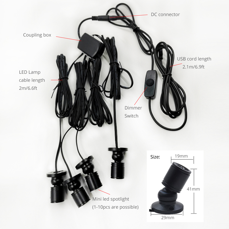 Dimmable USB 5V 1W LED Spot Li - Model Kit Display Case 评论和价格